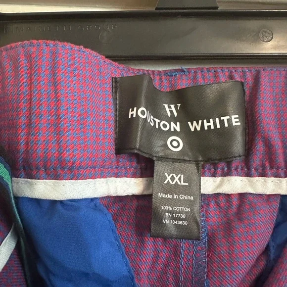 Blue & Red Houndstooth Chino Pants with Relaxed Fit - Picture 4 of 6